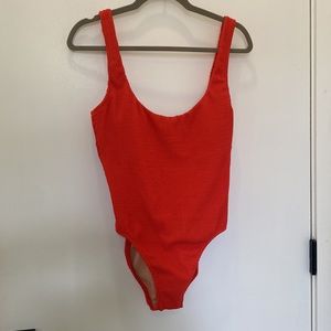 NEW! J Crew Red Scrunch / Textured Swimsuit - 8